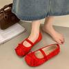 Französische Mary Jane Schuhe mit flachem Ausschnitt Damen 2025 Frühling und Sommer Schleife Ballerinas Damen Oberbekleidung Temperament flache Schuhe
