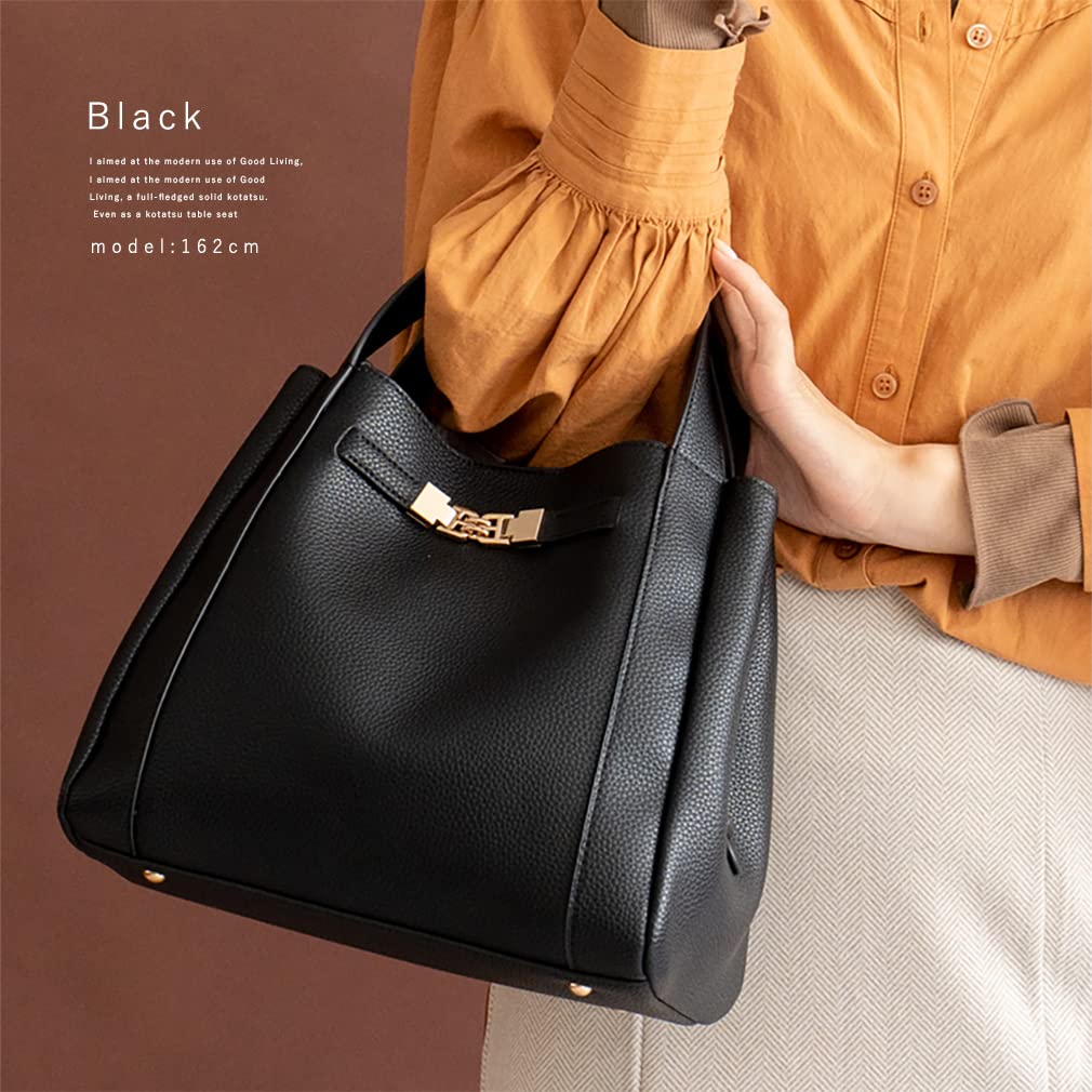 Vita Felice Handbag for Women [VITAFELICE] 3-Space 2-Way inb-10031p (Black)