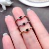 S925 Zilveren Open Ring voor Dames met Zwarte Obsidiaan Steen - Modieus en Elegant Licht Luxe Ontwerp
