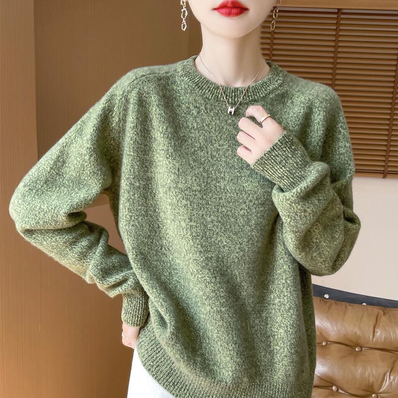 

2025 Spring/Autumn Korean Style Gold & Silver Thread Round Neck Wool Sweater – Women’s Versatile Fashion Base Shirt XL