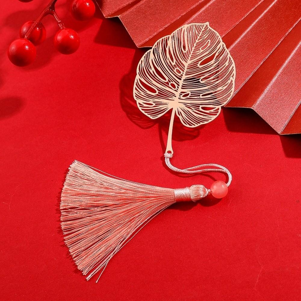 Elegant Hollow Tassel Book Markers Leaf Chinese Style Bookmark Metal Hollow Bookmark Book Marking