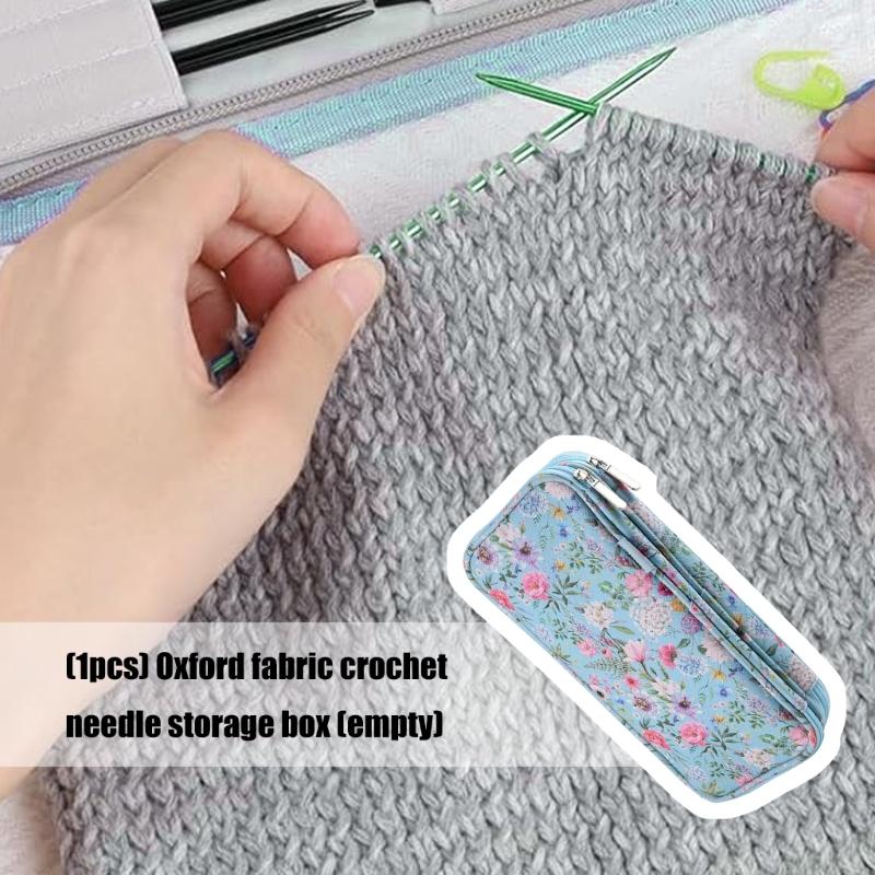 Stylowa torba do przechowywania drutów do robienia na drutach z przestronnym wnętrzem, wykonana z tkaniny Oxford, zamykana na zamki błyskawiczne na narzędzia do szydełkowania i robienia na drutach