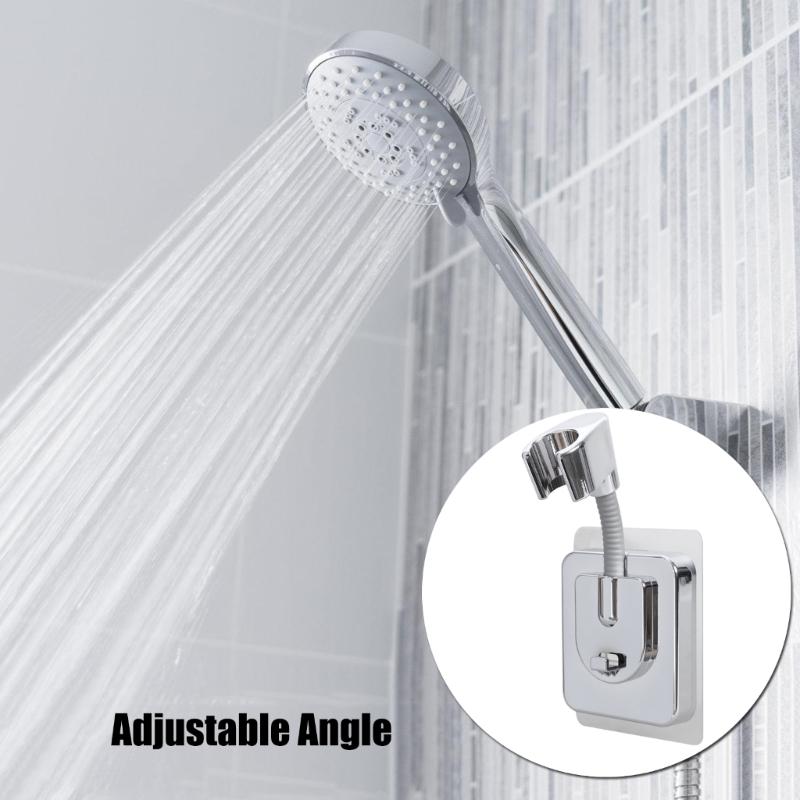Adjustable Angle Shower Head Holder No Drilling Wall Mounted Strong Adhesive Shower Bracket for Bathroom Universal Fit