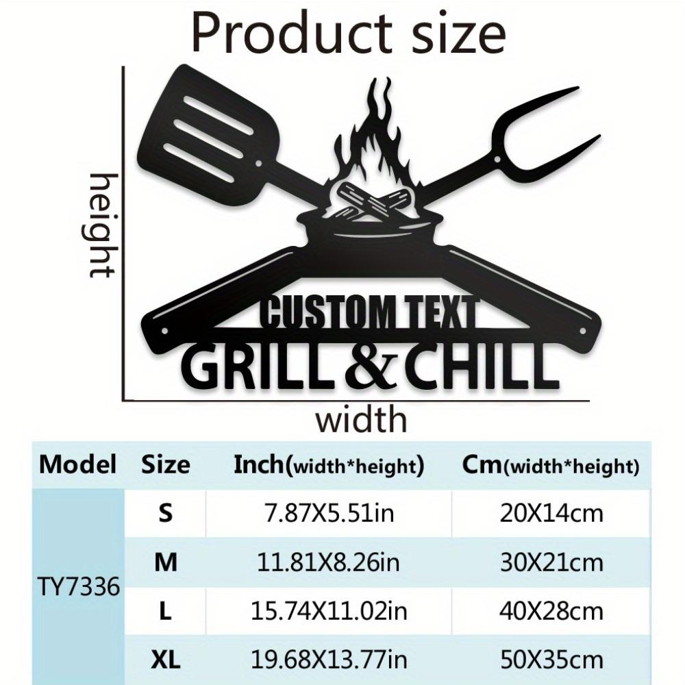

Exclusive Tailorable Metal Grill Chill Sign Personalize Surname Iron Wall Art Backyard Outdoor Bar BBQ 20cm