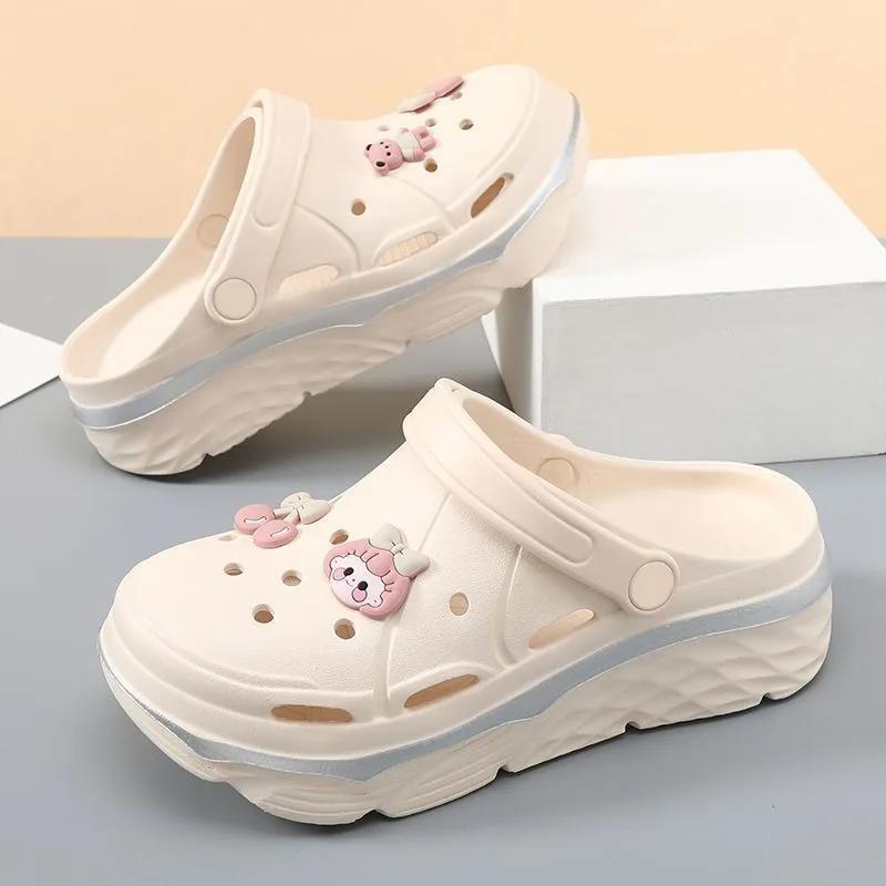 Fashion 2024 New Waterproof Summer Outdoor Chunky Platform Beach Garden Shoes For Women EVA Crogs Girl's Thick Sole Sandals Slippers