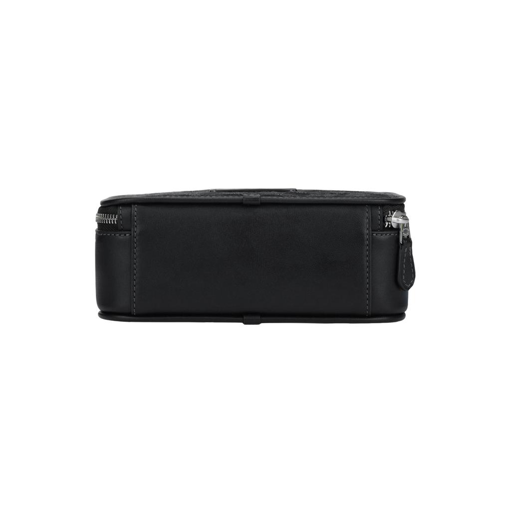 Coach 20 Brand Logo Print Zipper Closure Fabric And Leather Shoulder Crossbody Bag Small Men Bags Black CAJ35-SVBK