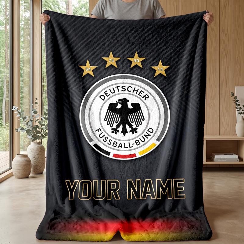 Custom Text Flannel Throw Blanket, Lightweight Cozy Bed Sofa BlanketGermany national football team