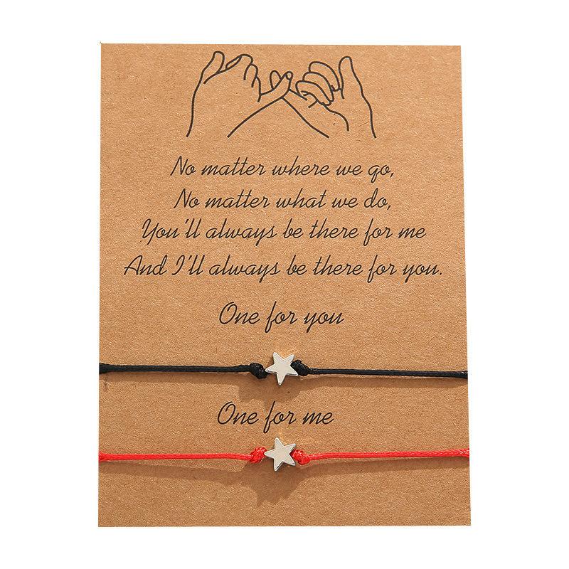 2pcs/set New Friendship DIY Bracelet For Couples Volcanic stone Charm Bead Bangles Women Man Lucky Wish Card Jewelry