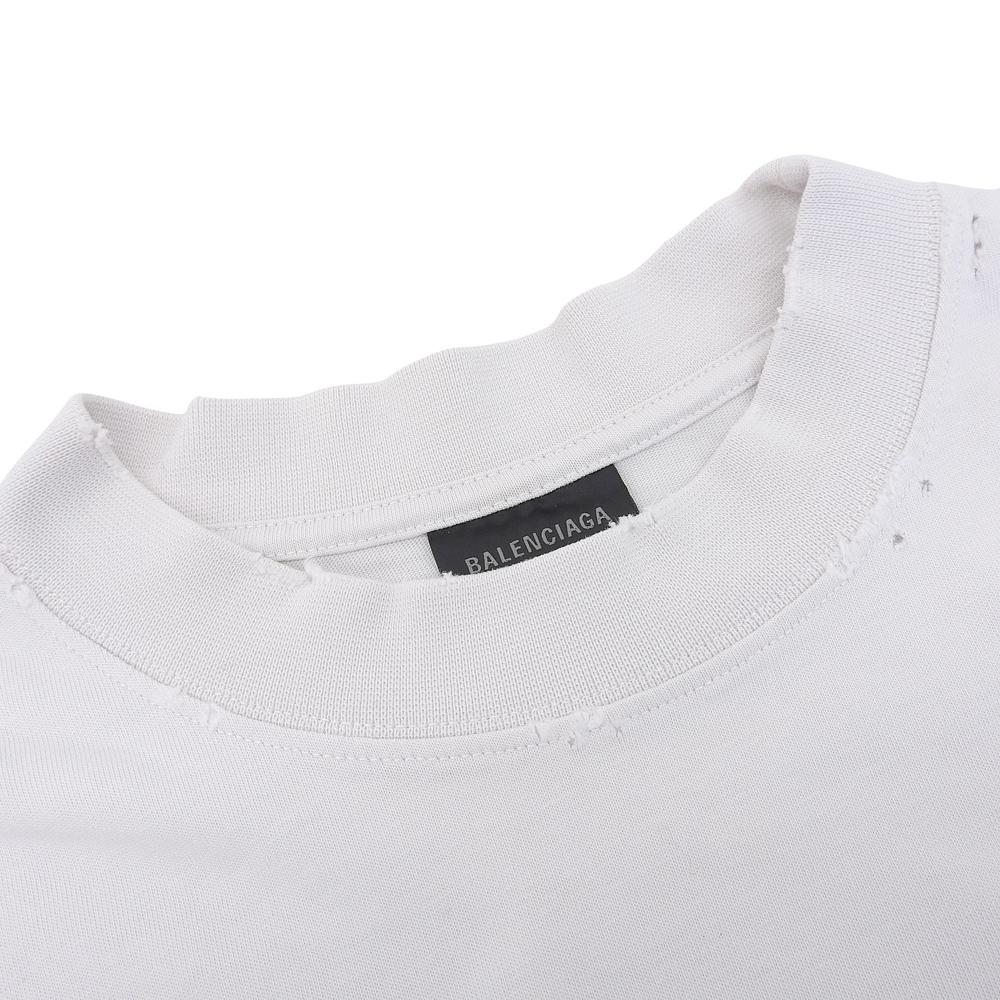 Balenciaga Ausgezeichneter Zustand T-Shirt zum Kleben, Herren, weiß, Größe S, 739784, 23 Edelstahl-Tops S weiß Gebraucht
