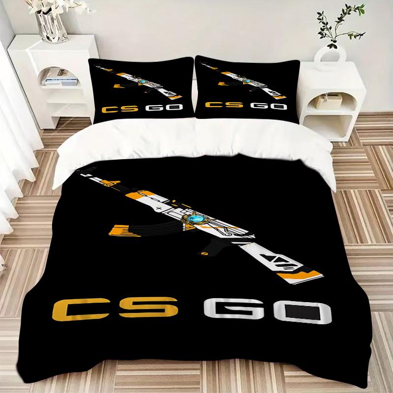 3pcs CS GO Themed Gaming Bedding Set-Perfect for Gamers, Decorative Bedroom Accessories, Festival Gifts, Travel Essentials, Daily Use1202123