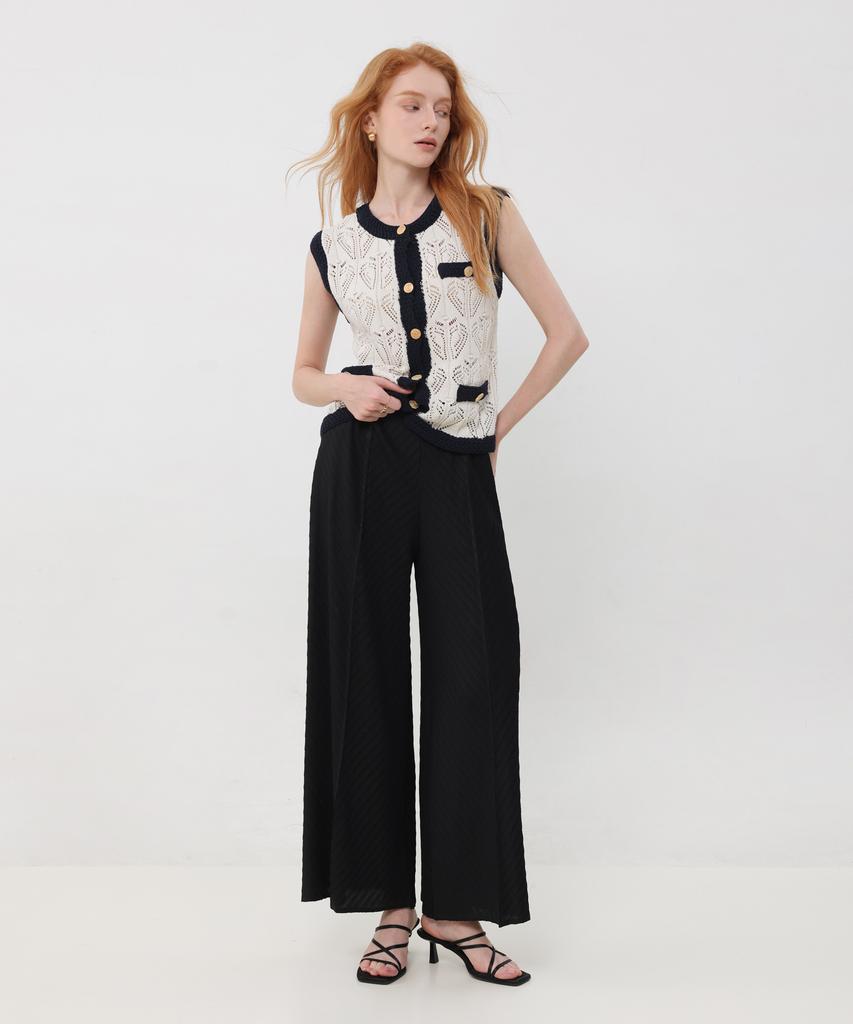 PLEATSMOOD Flow Pleats Wide Elastic Pants
