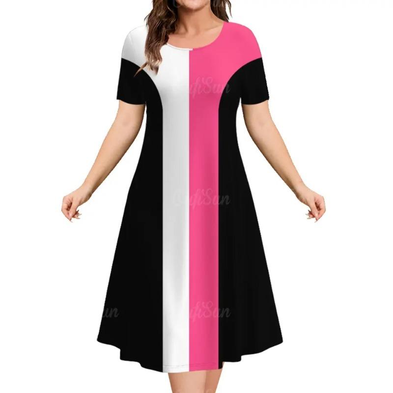 Oversized Summer Women's Short Sleeve Dress Plus Size Women's Loose Short Dress Casual Printed Fashion Party Dresses