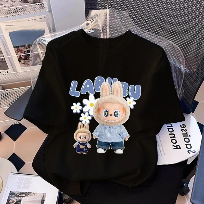 

Мультяшная графика Labubu Детская Взрослая Принтованная Футболка Летняя Мужская и Женская Мода Уличная Девушка Футболки с Коротким Рукавом Топ Одежда L