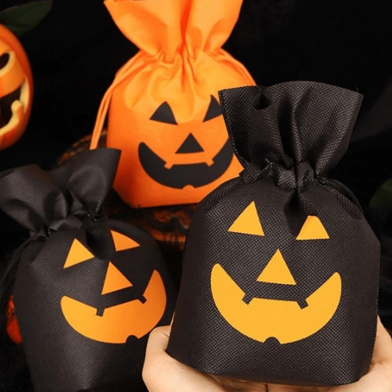 10pcs Halloween gift pumpkin bag packaging bag cartoon gift bag funny decoration candy tote bag exquisite and cute small bag