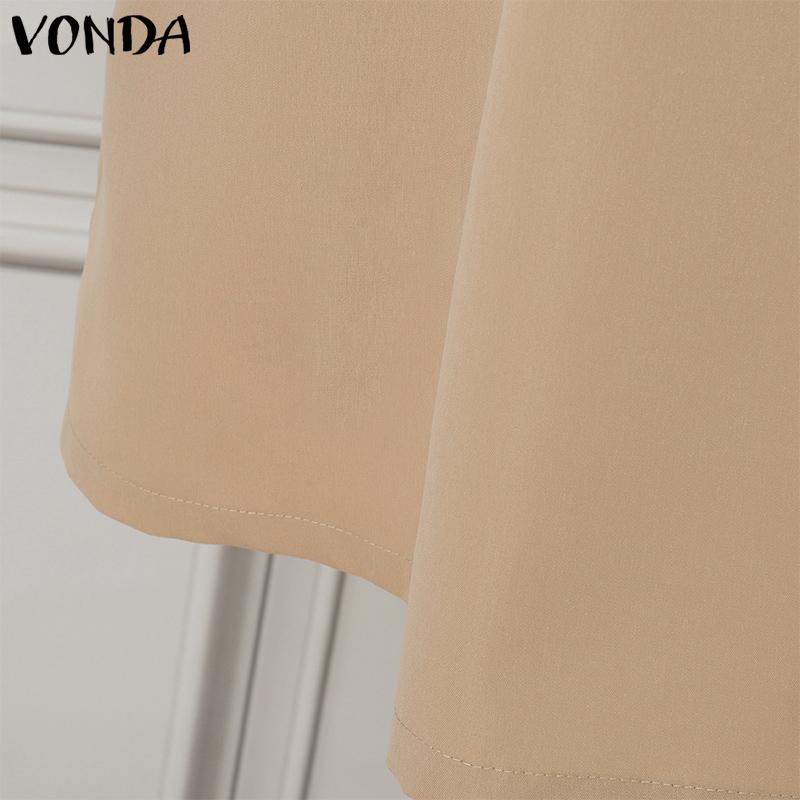 VONDA Women Casual Long Sleeve Square Neck Colorblock Dress