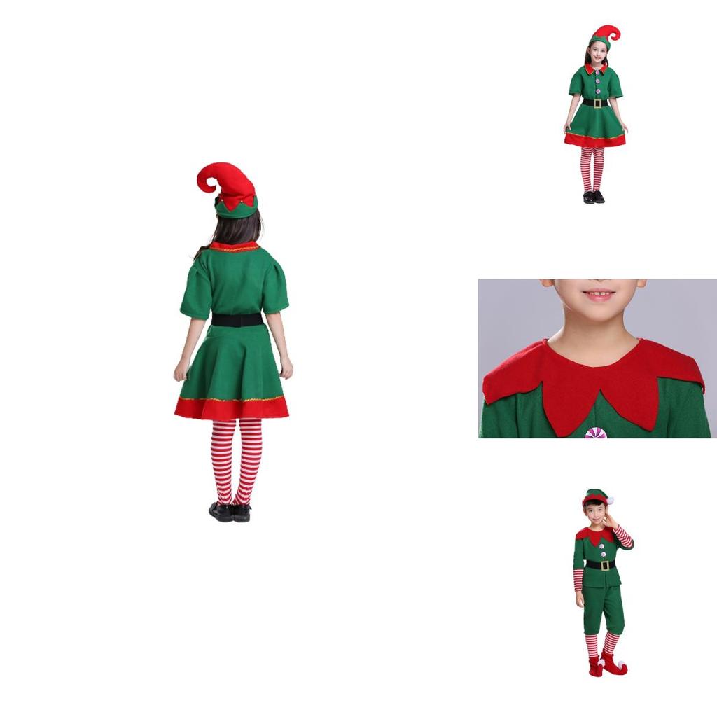 Premium Kids Christmas Elf Fancy Dress Set For Xmas Parties Cosplay Role Play