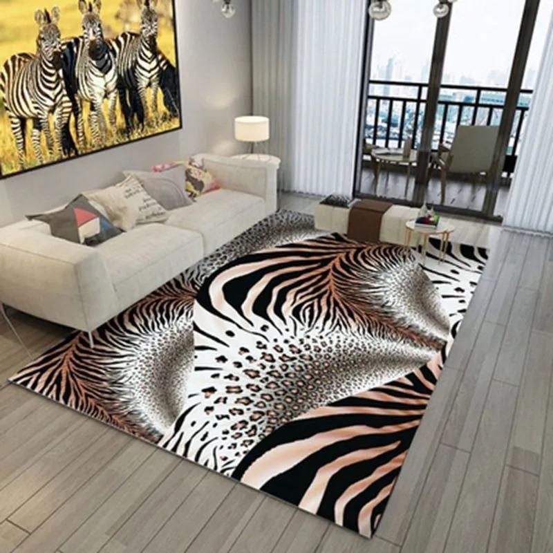 Animal Zebra Pattern Carpet Living Room Bedroom Soft Carpets Kitchen Bathroom Anti-slip Floor Mats Hallway Rugs Home Decor