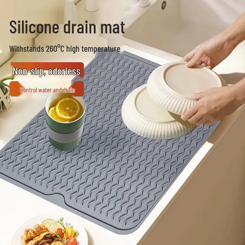 Silicone Water Ripple Drain Mat: Food-Grade Nordic Minimalist Table Placemat.