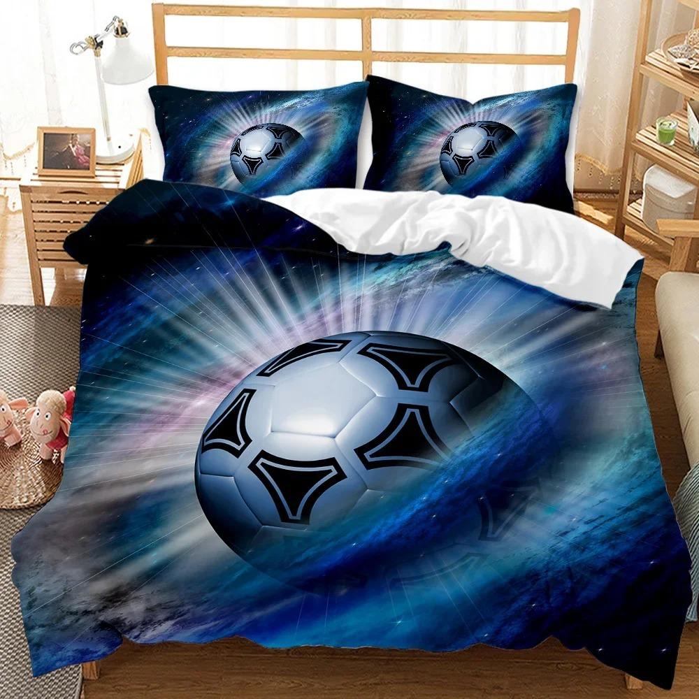Football Duvet Cover Set Soccer with Fire Abstract Concept Art Design Ball Bedding Set Double Queen King Polyester Qulit Cover