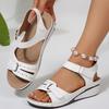 Foreign Trade 2025 Summer New Retro Women's Sandals Car Line Hole Shoes Large Size Round Head Wedge Heel Comfortable Sandals Women