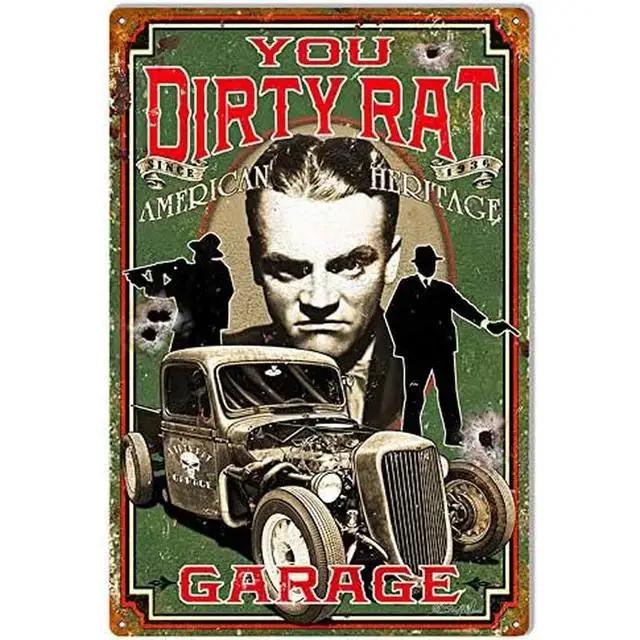 Vintage Pinup Girl Hot Street Rods Garage Full Service Route Auto Mechanics Metal Tin Sign for Rural Wall Decor Retro Poste