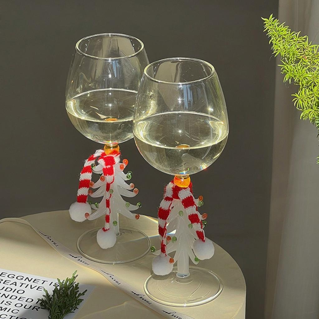 3D Drinking Glass Cup with Christmas Tree Figurine Inside Stemless Glass for Wine Water Milk Goblet Drinking Glass Cup
