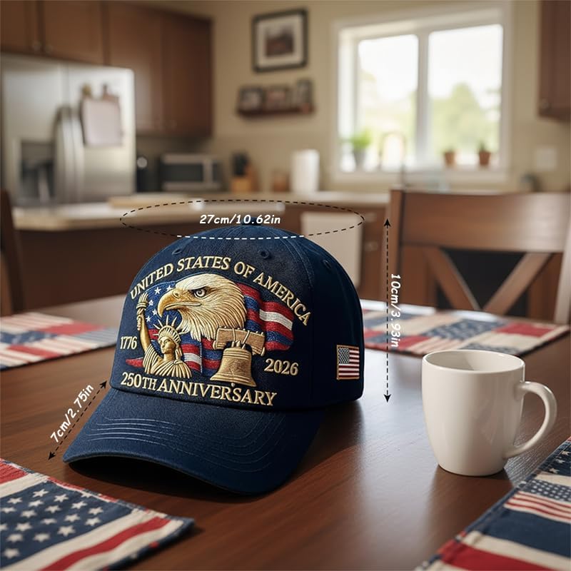 Trucker Hat Adjustable Us 250th Anniversary Cap Anniversary Tribute Hat Historic Embroidered Sunshade Cap For Patriotic Citizens