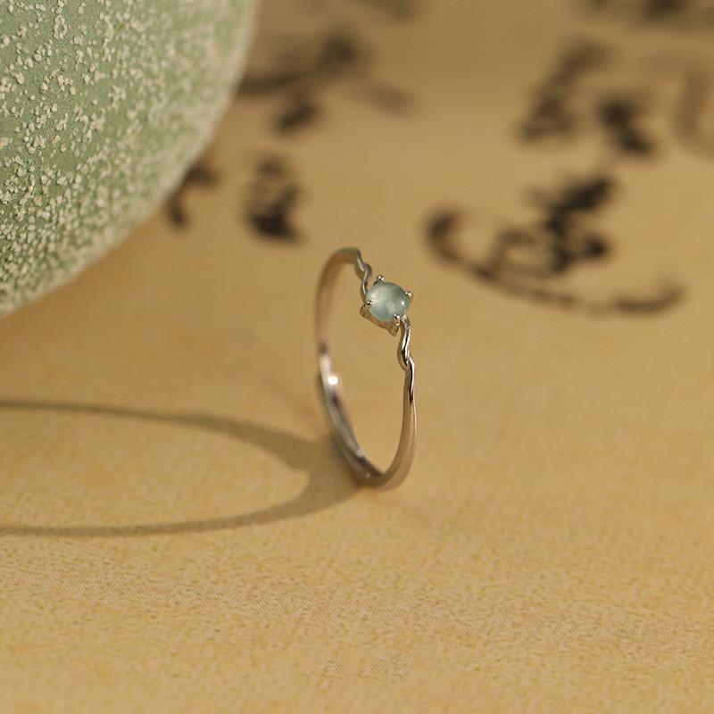 Stunning New Chinese Style Gourd Jade Ring For Women In Trendy Geometric Design