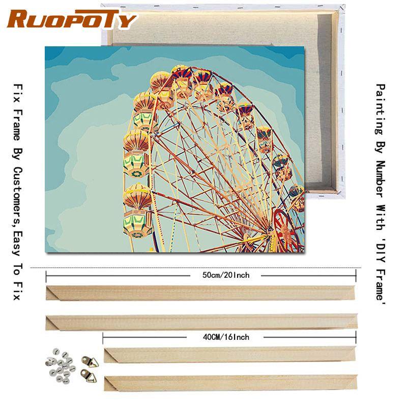 

Ruopoty DIY Рамка Пейзажная картина DIY Картина по номерам Набор масляной живописи Акриловый холст по номерам с DIY рамкой для декора гостиной 40x50 см