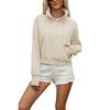 Women's Cropped Zip-Up Hoodie with Pockets Long Sleeve Loose Fit Color Sweatshirt