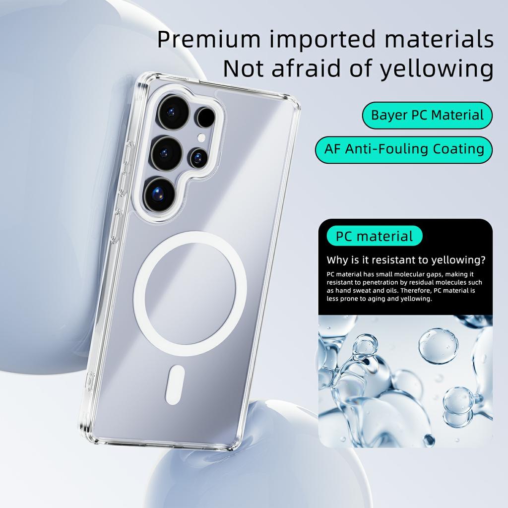 For Samsung Galaxy S25 Case Compatible with MagSafe Anti Scratch Clear TPU PC Phone Back Cover