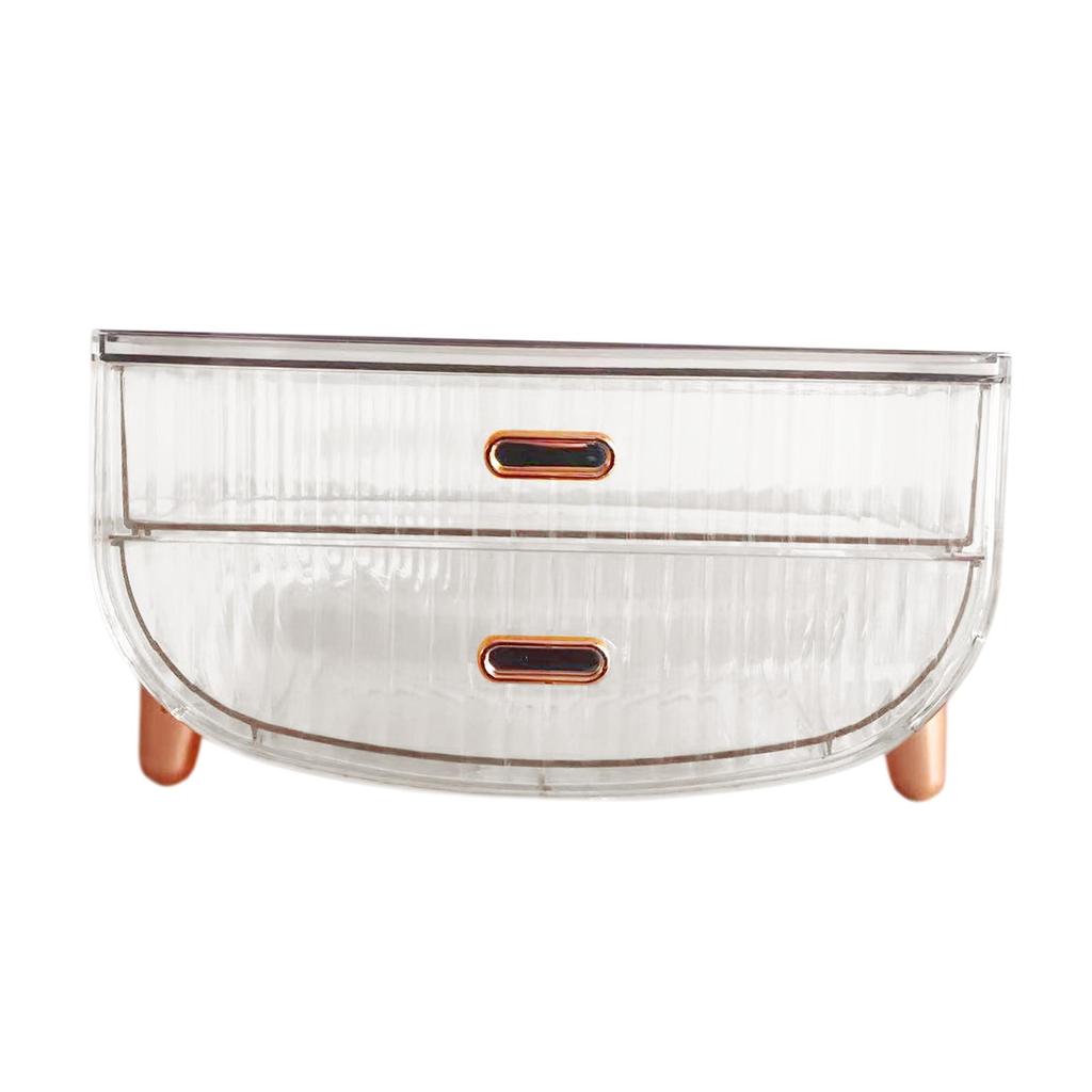 2 Tiers Cosmetic Storage Box Desktop Case Large Capacity Portable Makeup Organizer