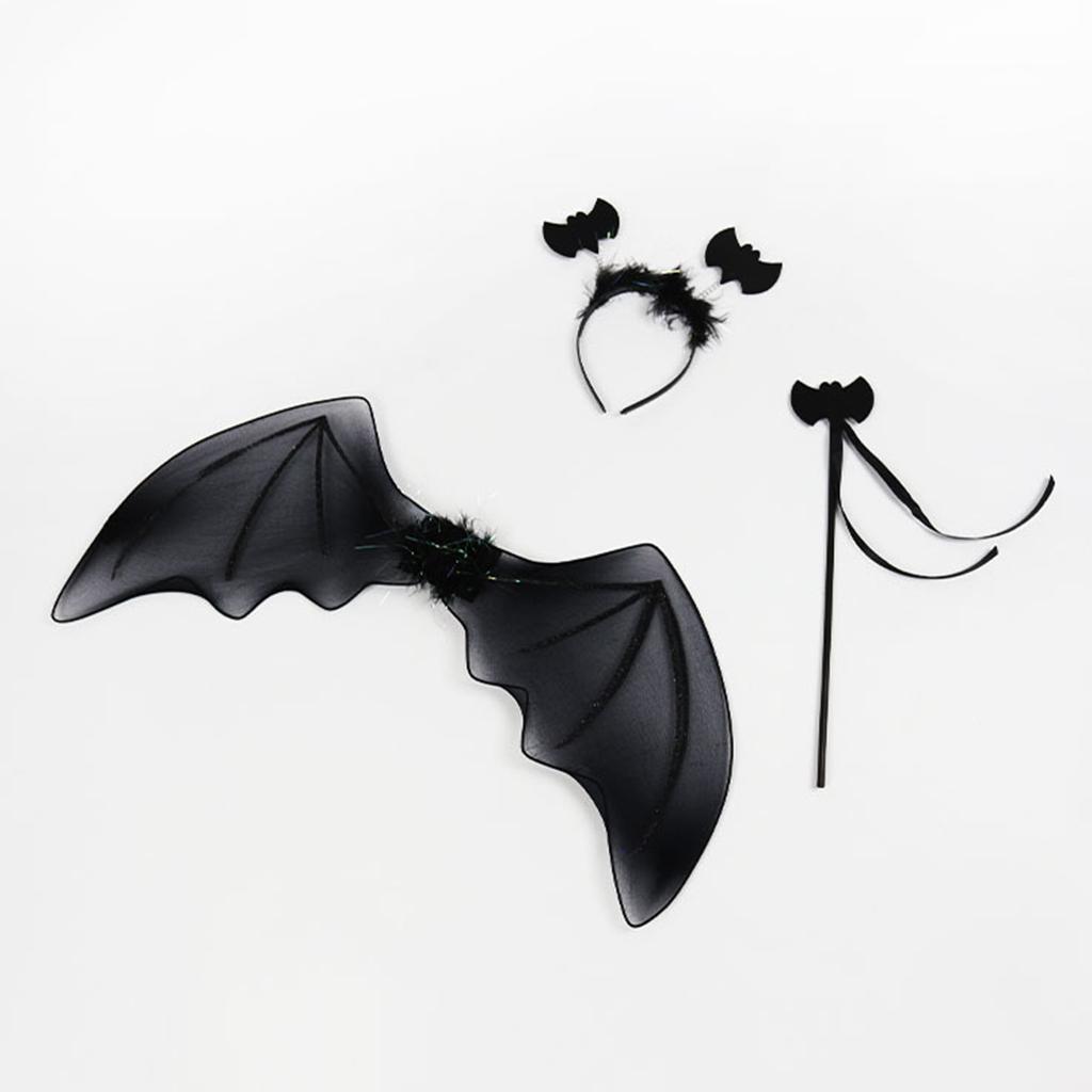 Bat Fairy Wand Hairhoop Wing Tutu Skirt Kid Girl Birthday Gift Party Halloween Cosplay Prop for Children's Day Stage