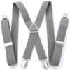 Suspenders for Men Wide X Back With 4 Strong Hooks 2.5cm Women's Pants with Adjustable Elastic Trouser Braces Straps grey