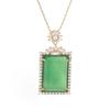 Aieryuan Chinese Ethnic Jade Pendant Necklace - Natural Green Chalcedony Peaceful Square for Men and Women