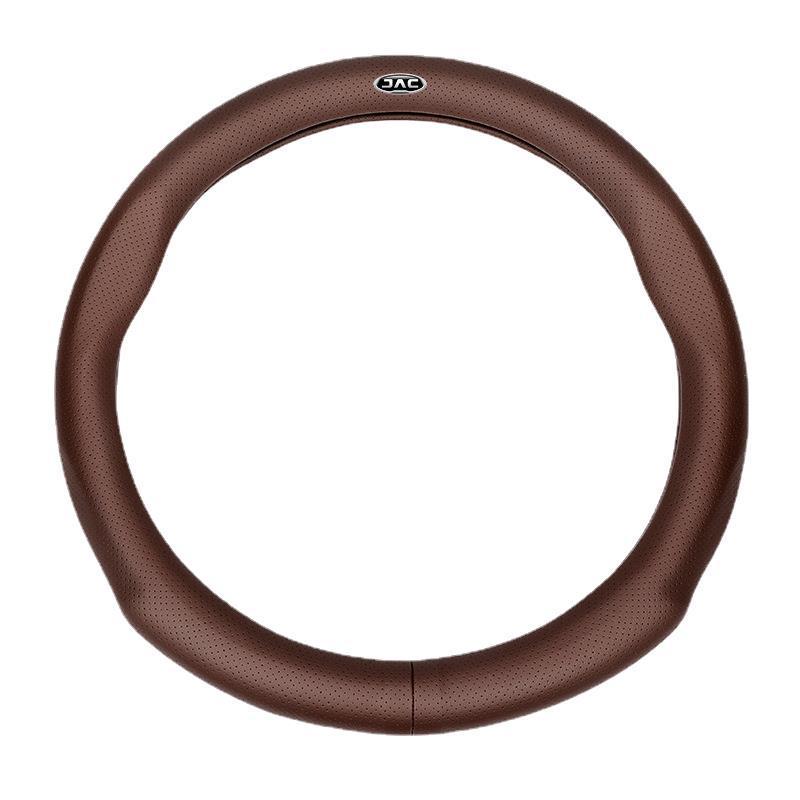 Genuine Leather Steering Wheel Cover for JAC Refine A60S3/Heyue A13, Ultra-Thin Design