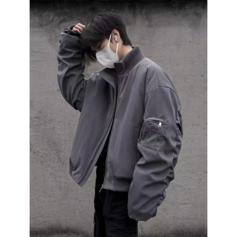 Men's Spring & Autumn Flight Jacket: American High Street Silhouette Windbreaker Coach Baseball Jacket