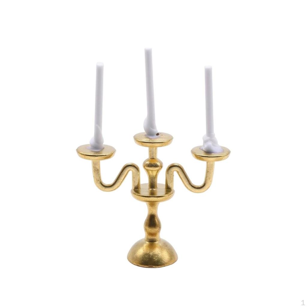 Miniature Candelabra Decorative Dollhouse Vintage Candle Holder for Hobbyists,