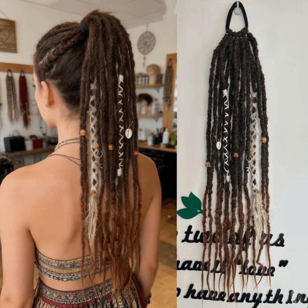 Ombre Women's Braided Wigs Synthetic Twist Braid Hairpiece Textured Dreadlock Ponytail for Women