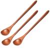 3Pcs Eating Wooden Spoon Long Handle Milk Stirring Spoon High Quality Coffee Teaspoon  Rice