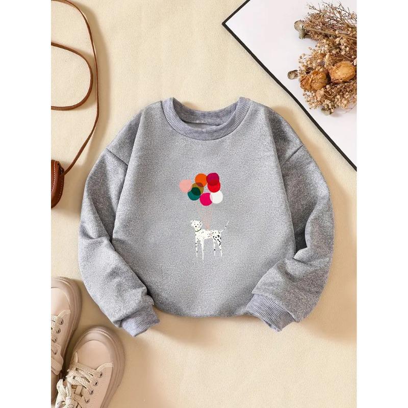 Kids Sweatshirt Fashionable Casual Sweatshirt with a Balloon And Puppy Design, Perfect for Everyday Parties, Vacations, And Gifts
