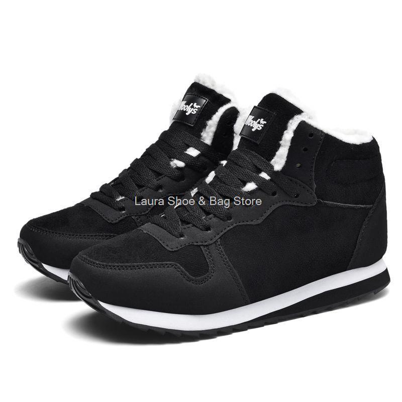 Fashion Winter Boots Men Ankle Snow Boots Warm Plush Cutton Shoes Men's Winter Shoes Casual Sneakers Male Black Blue Booties Size 36-48