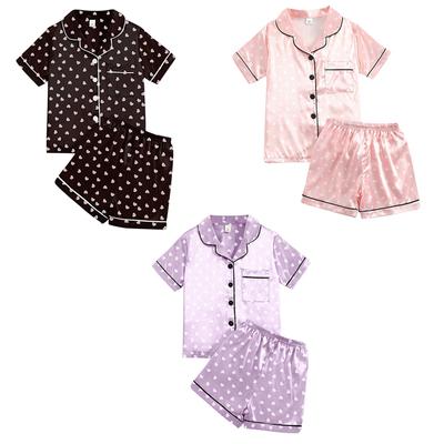8-12 ani Copii Fete Imbracaminte de relaxare Tricou cu maneca scurta Top si pantaloni scurti Costum de pijama