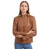 Veste pour femme en similicuir de style européen et américain avec doublure polaire, à capuche, longueur courte, veste chaude et décontractée pour l'automne et l'hiver.