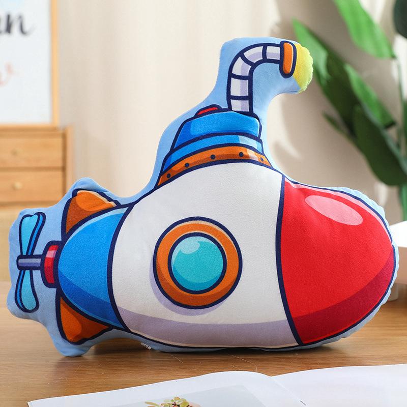 Cartoon Police Car Fire Truck Throw Pillow Plush Toy Doll Excavator Train Doll Home Pillow Doll
