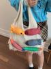 Cotton Knitted Tote Bag For Casual Travel With Large Capacity And Inner Card Pocket