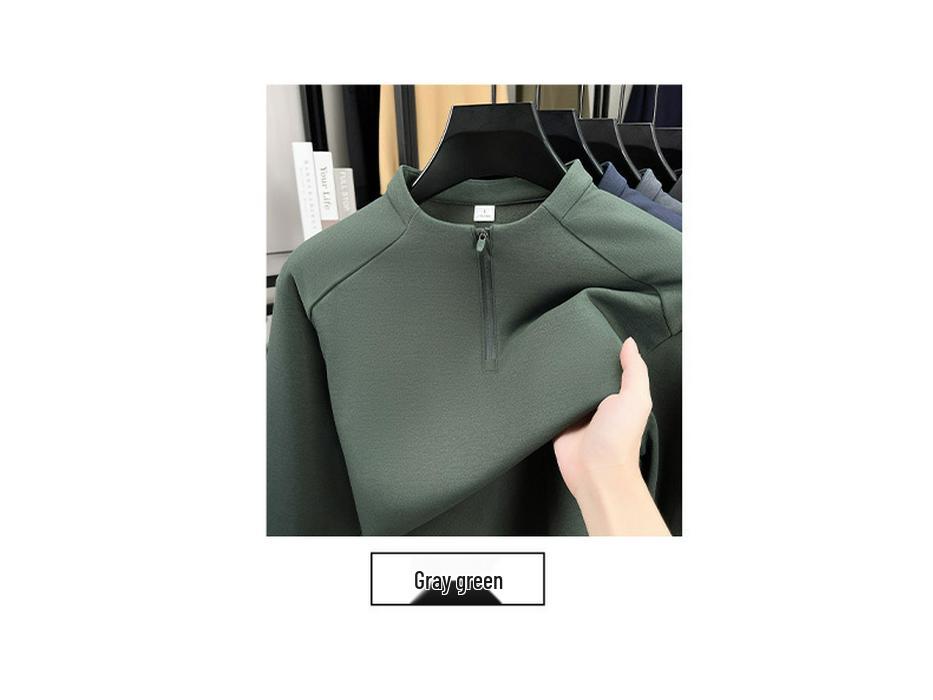 Men's 2025 Half-Zip Hoodie: New Autumn/Winter Long Sleeve Stand Collar Casual Shirt