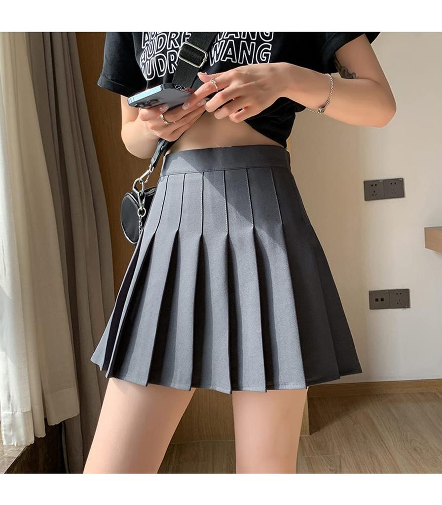 Mini Solid with Inner High [Kira Sutsu] Women's Skirt, Flared, Ruffled, Lined, Pleated, Color, Office, Student, Uniform, Girls, Lining, Waist,