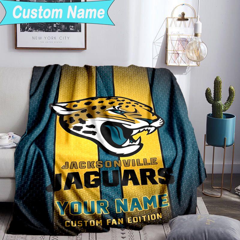 Custom Name Blanket Jacksonville Team Spirit Blanket Bedding Blanket for Travel, Camping, Living Rooms, Offices, Sofas, Fan Christmas Gift