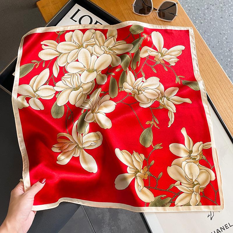 

New Scarf 100% Silk Bandana Women Square Scarves Wrap Mulberry Fashion High Quality Headband Hijab Shawls Foulard Headkerchief 53x53cm